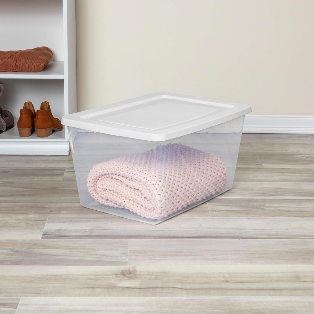 Sterilite Clear Storage Box Stackable Tote, 58 Quart, 12-Pack