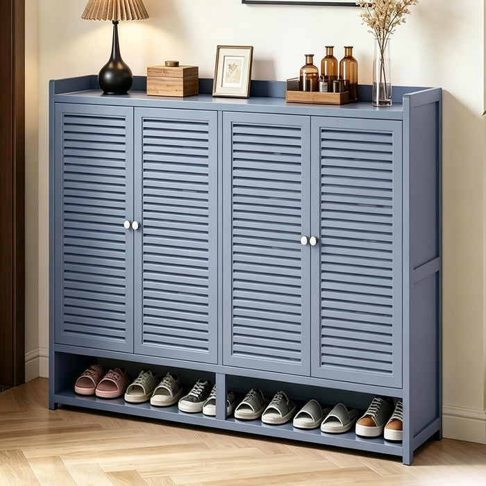 Bamboo Shoe Cabinet with Doors - Entryway Shoe Storage Cabinet, Free Standing Shoe Racks with Remove Shelves, 8-Tier Shoe Organizer for Closet, Living Room, Foyer, Hallway