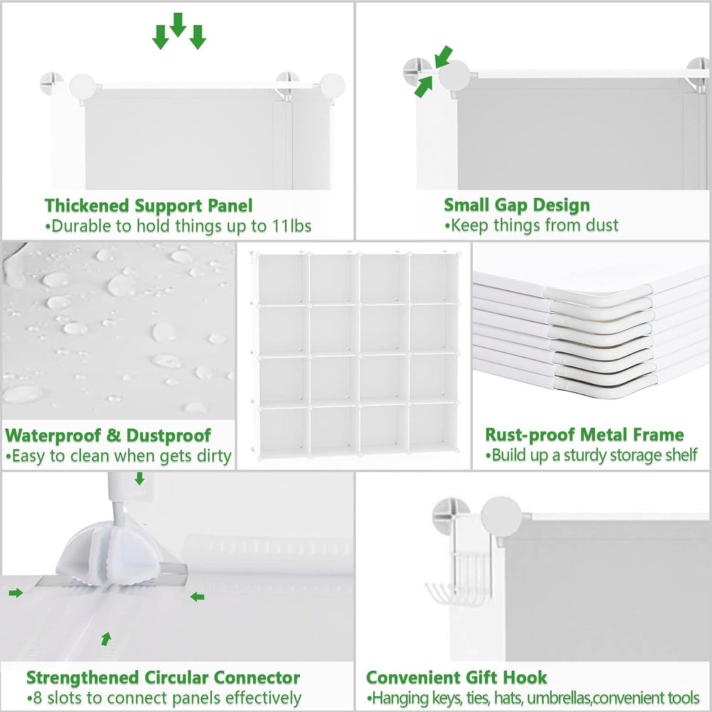 C&AHOME 16 Cube Storage Organizer Cube Shelves Units Storage Cubes, Milky