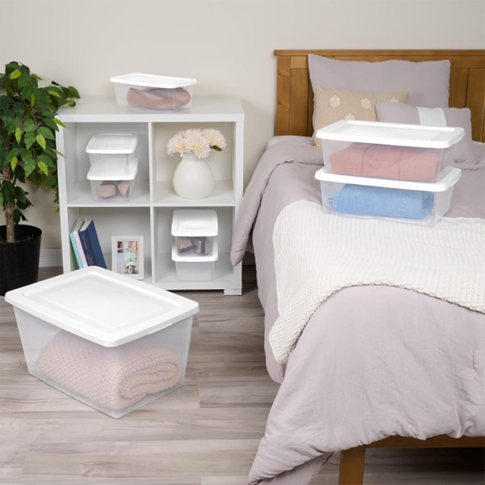 Sterilite Clear Storage Box Stackable Tote, 58 Quart, 12-Pack