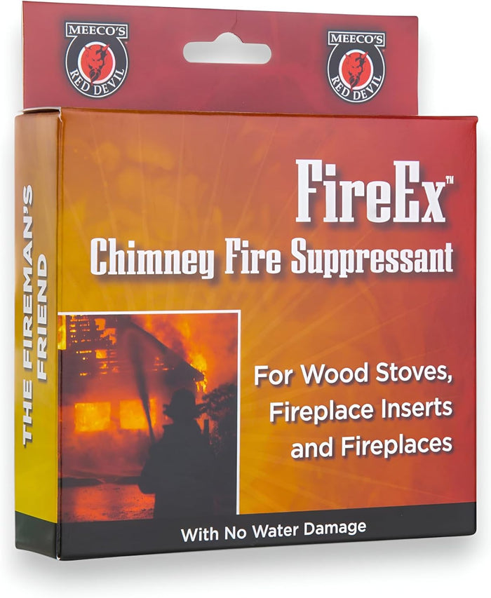 Meeco's Red Devil FireEx, Chimney Fire Suppressant - Safely & Quickly Extinguishes Chimney Fires in Wood Stoves, Fireplaces & Inserts - No Ignition Required, No Water Damage - Made in the USA