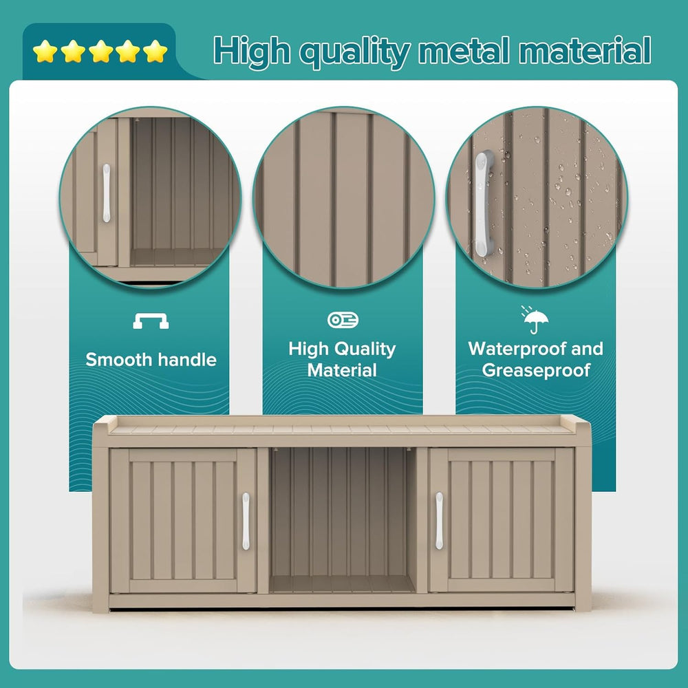 DRATO Outdoor Shoe Storage Cabinet, Waterproof Resin Shoe Storage Bench, Larg...