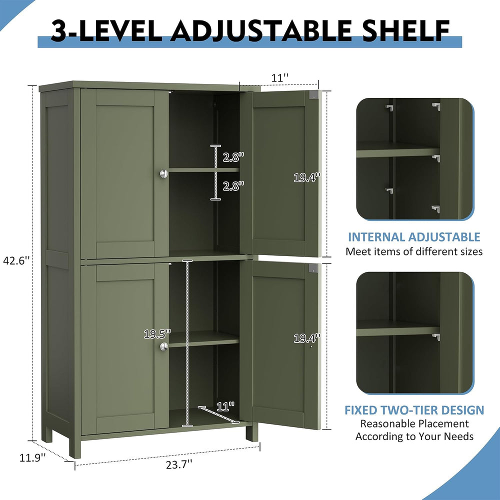 Shintenchi Bathroom Storage Cabinet with Doors and Shelves, Floor Cabinets fo...