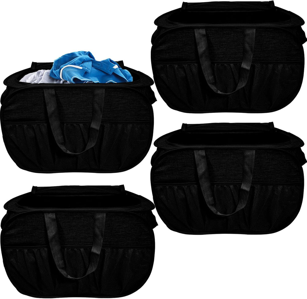 4 Pack Collapsible Laundry Baskets with Lid, Foldable Laundry Basket with 6 P...