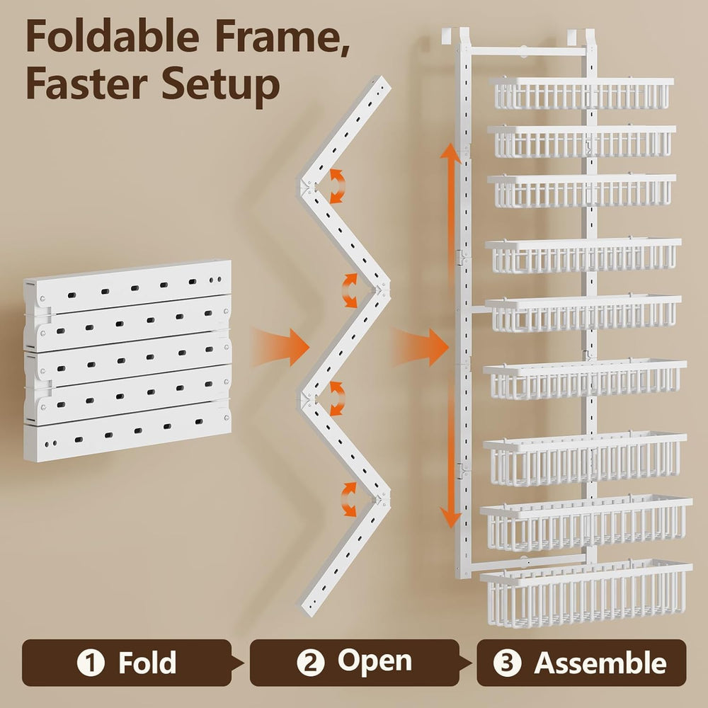 POKIPO 9 Tier Over The Door Pantry Organizer, 2 in 1 Wall Mount or Hanging Sp...