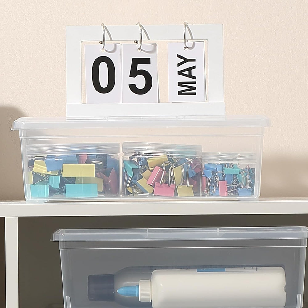 novelinks 12 Pack 6 Quart Stackable Shoe Storage Bins with Lids (Clear)