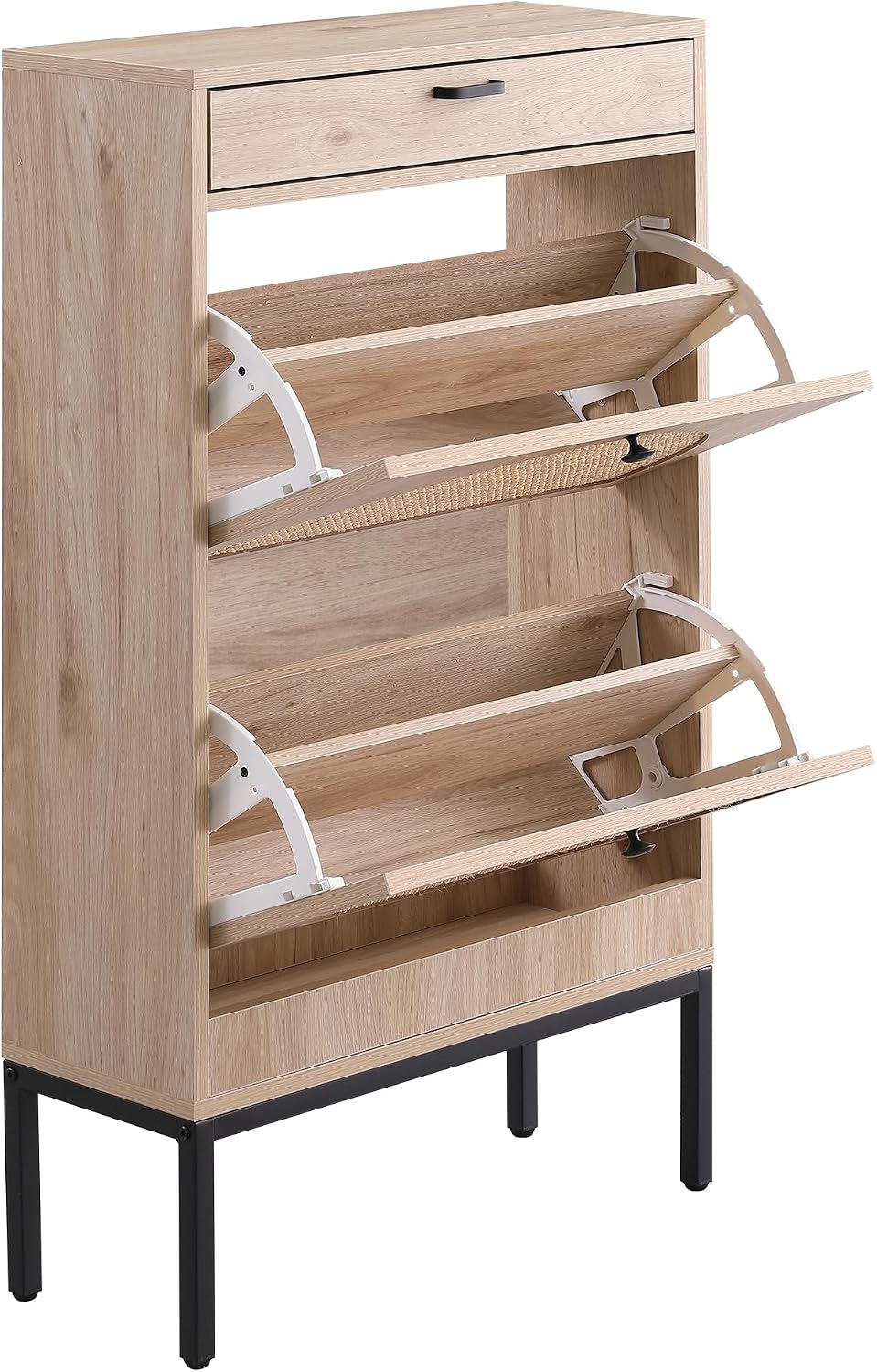 XIAO WEI Shoe Cabinet, Natural Semi Circle Rattan Shoe Storage Organizer Cabi...