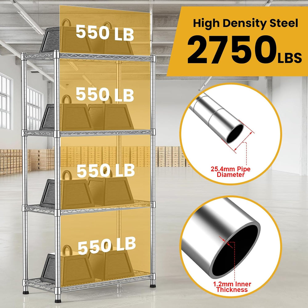 Heavy Duty Metal Wire Shelving Unit Industrial 4-Tier Garage Shelving Adjusta...
