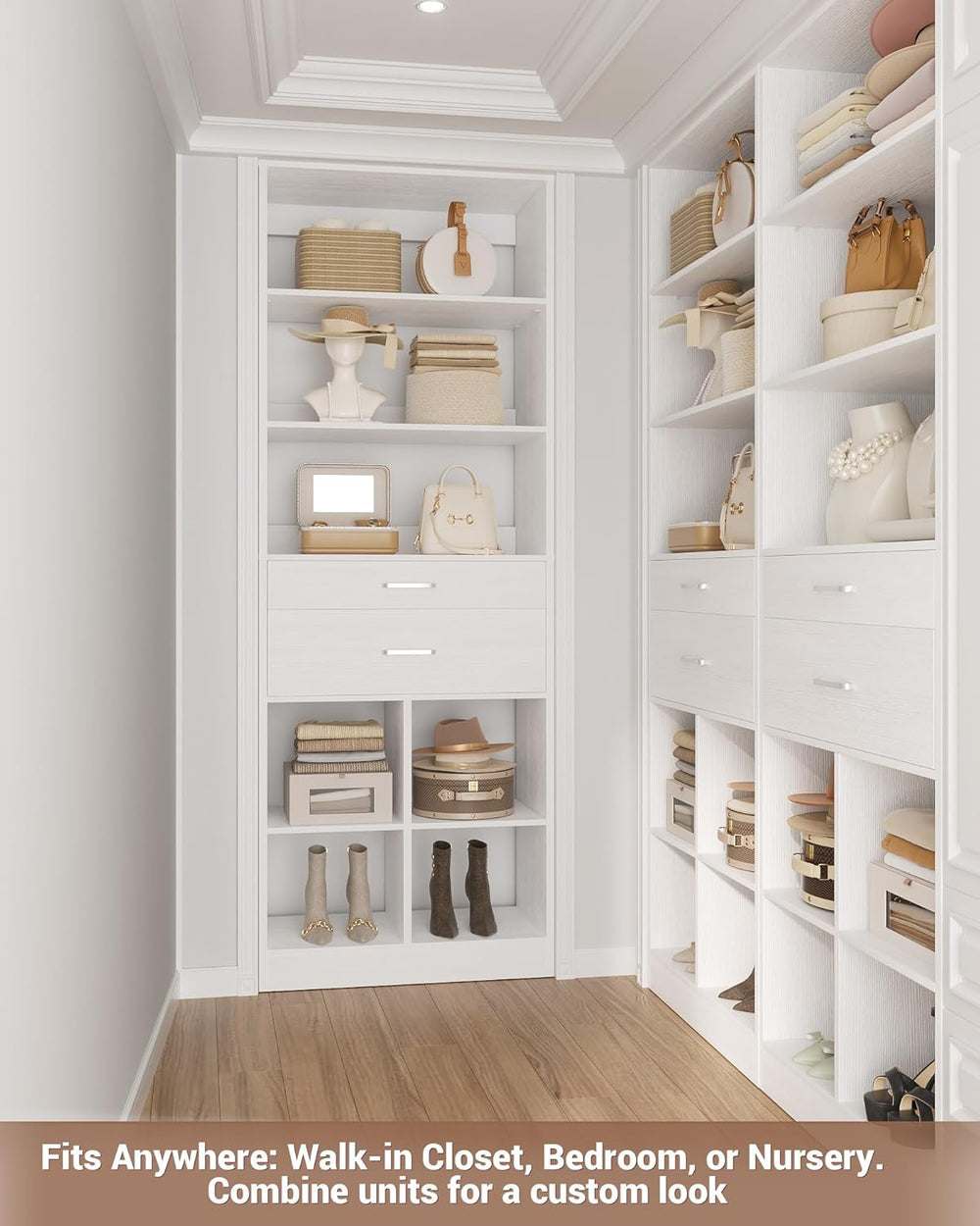 Besiost 22" Closet System with Drawers, Small Closet Organizer for Walk ...