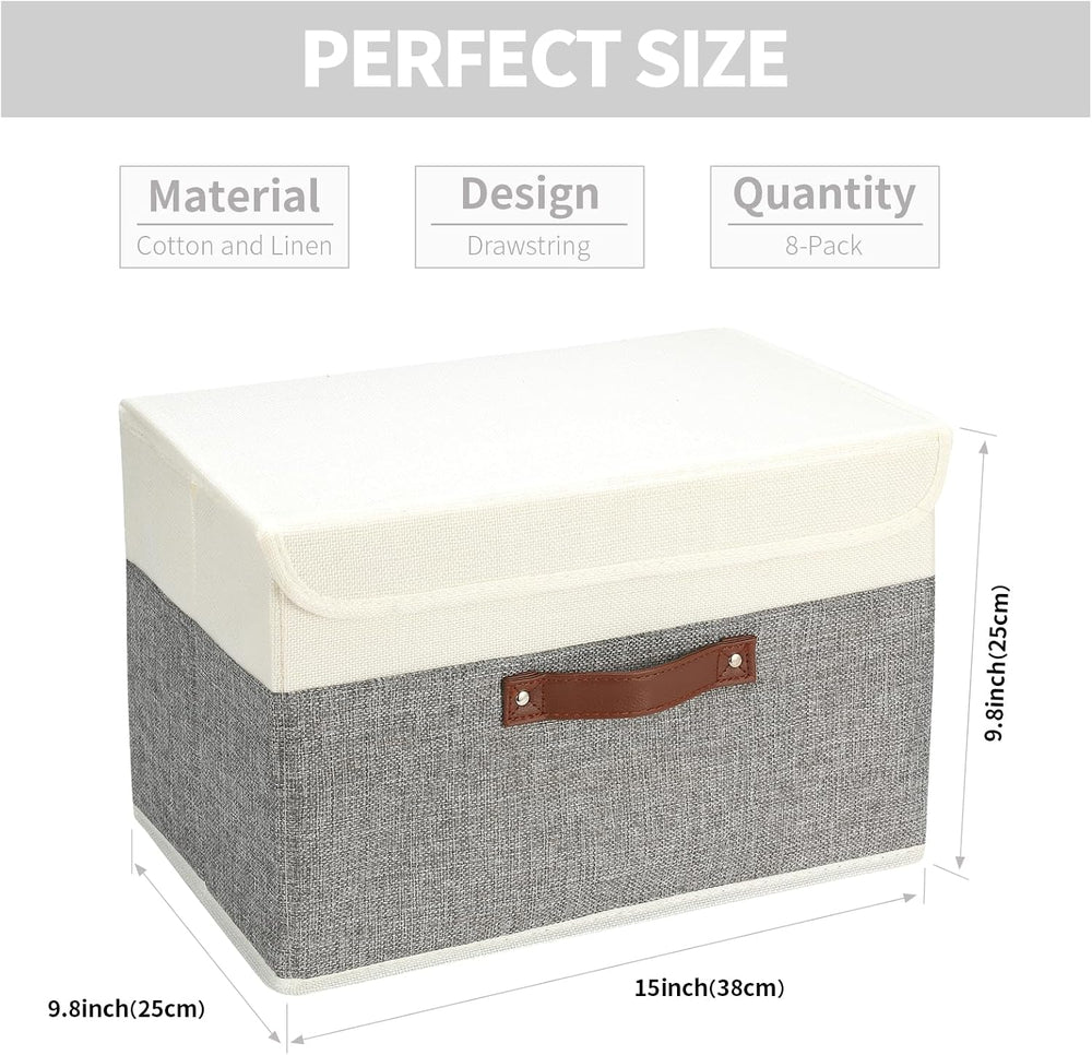 SAMORADREA 8 Pack Storage Bins Foldable Storage Boxes Fabric Storage Box with...