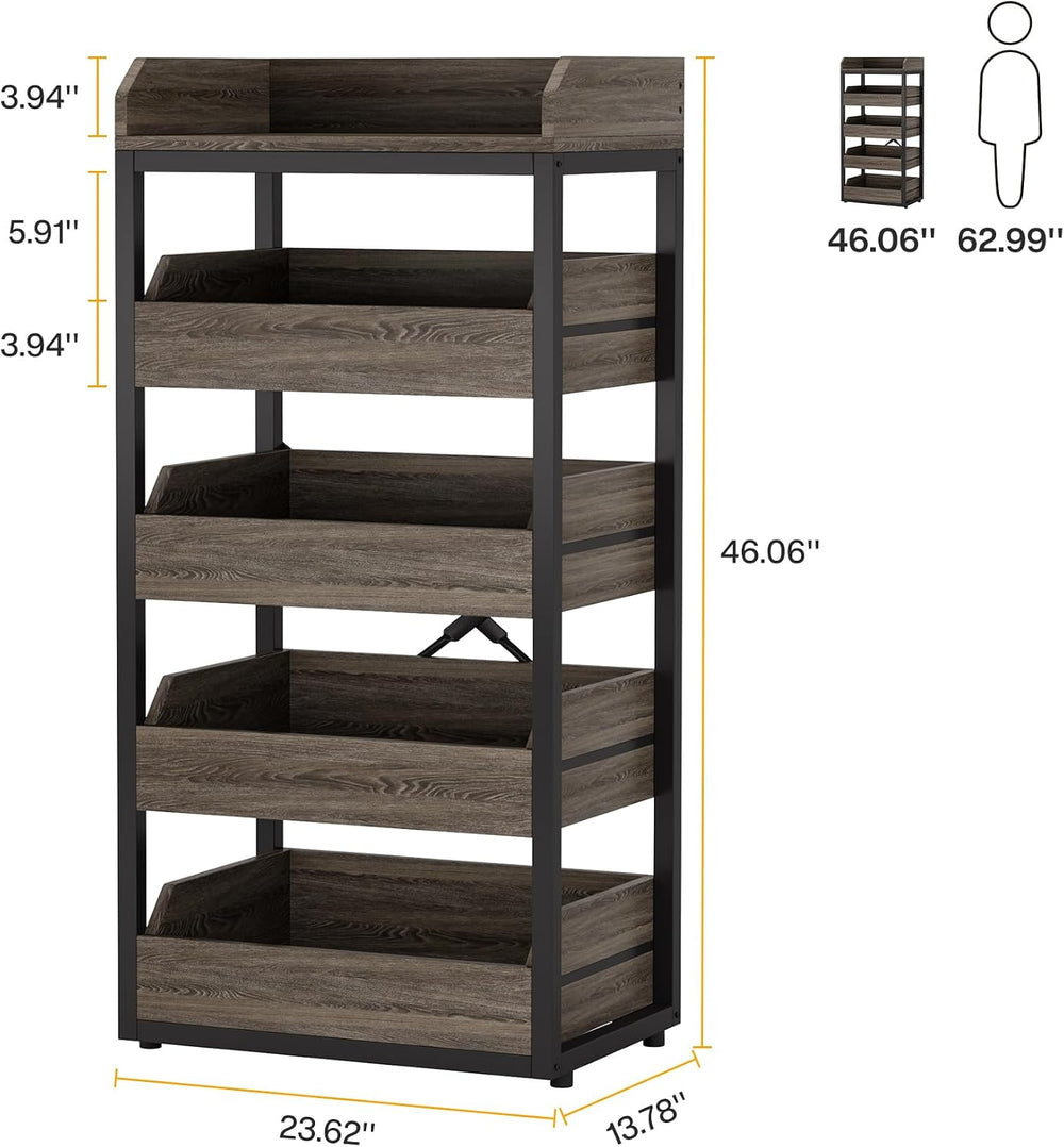 Tribesigns Wood Fruit and Vegetable Storage Rack, 5-Tier Pull-Out Snack Stand...