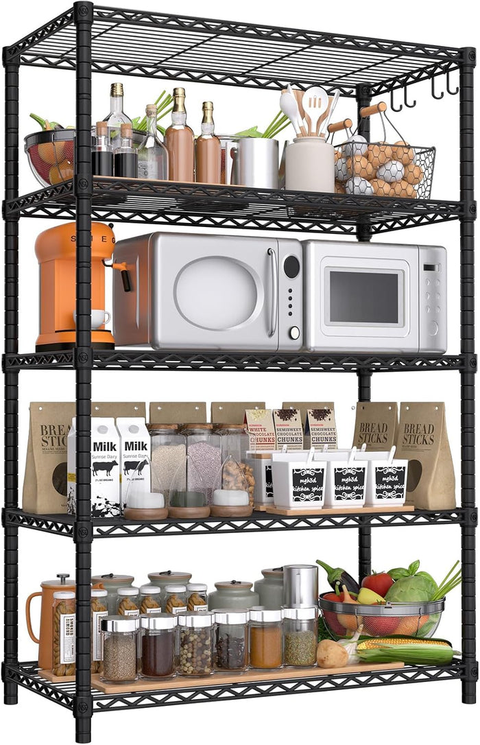 PrimeZone Wire Storage Shelves, 5-Tier Adjustable NSF Metal Shelving