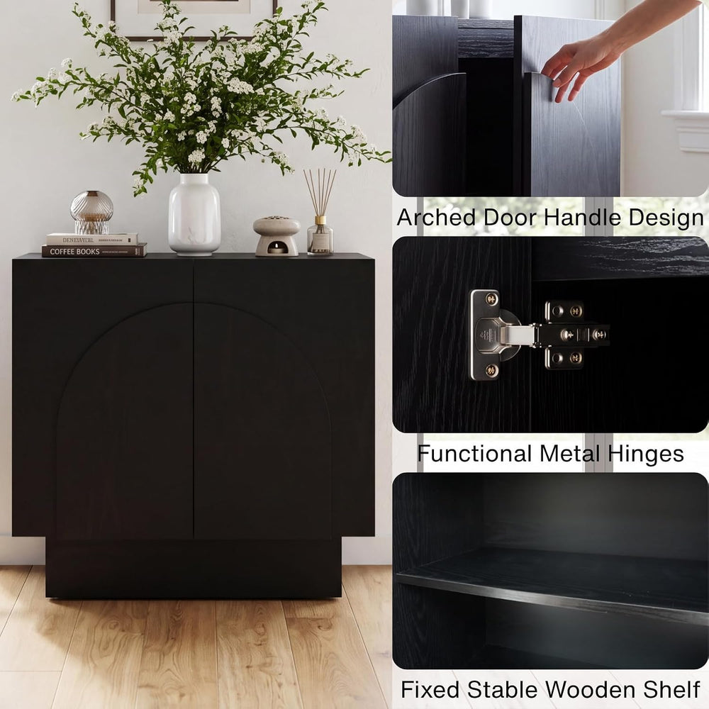 Ya-Home Black Sideboard Buffet Cabinets with Storage, Modern Buffet Coffee Ba...