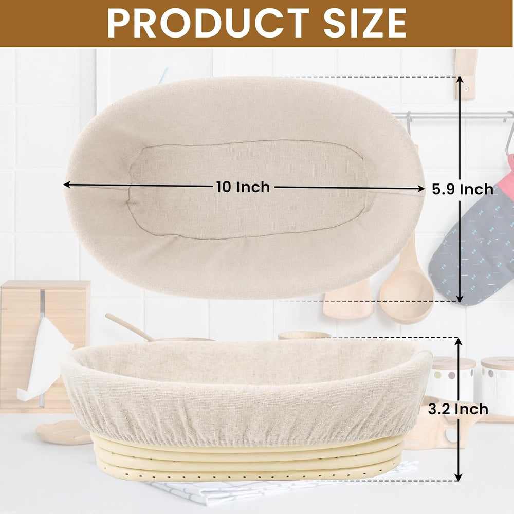 10 in Banneton Bread Proofing Basket, 5 Pack Oval Sourdough Banneton Basket w...