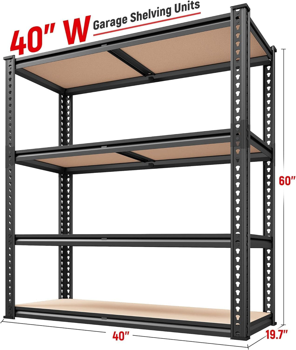 REIBII 40" W Garage Shelving with Rolled-Edge Columns for Basement Pantry