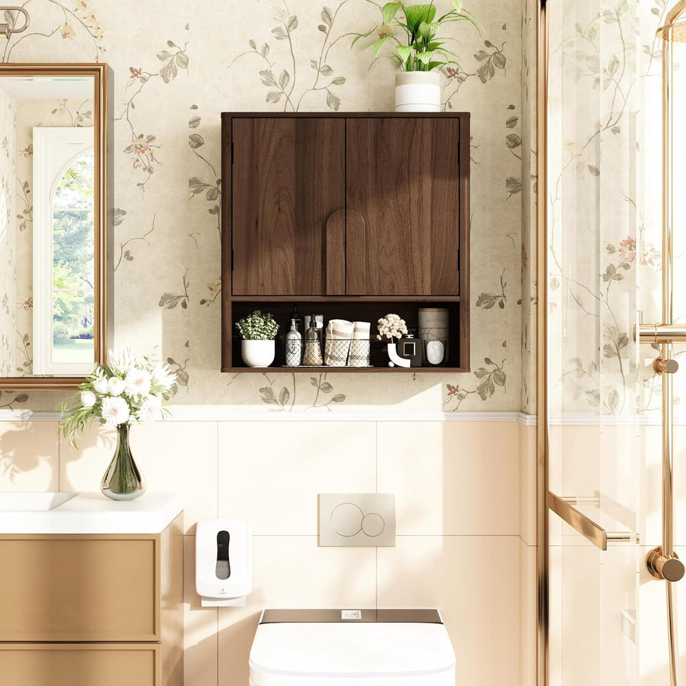 RUSTOWN Wall Mounted Bathroom Cabinets with Rounded Edges & Curved Handles