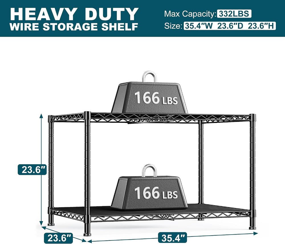 DurayLoly Wire Shelving 2-Tier Adjustable Storage Shelves for Kitchen