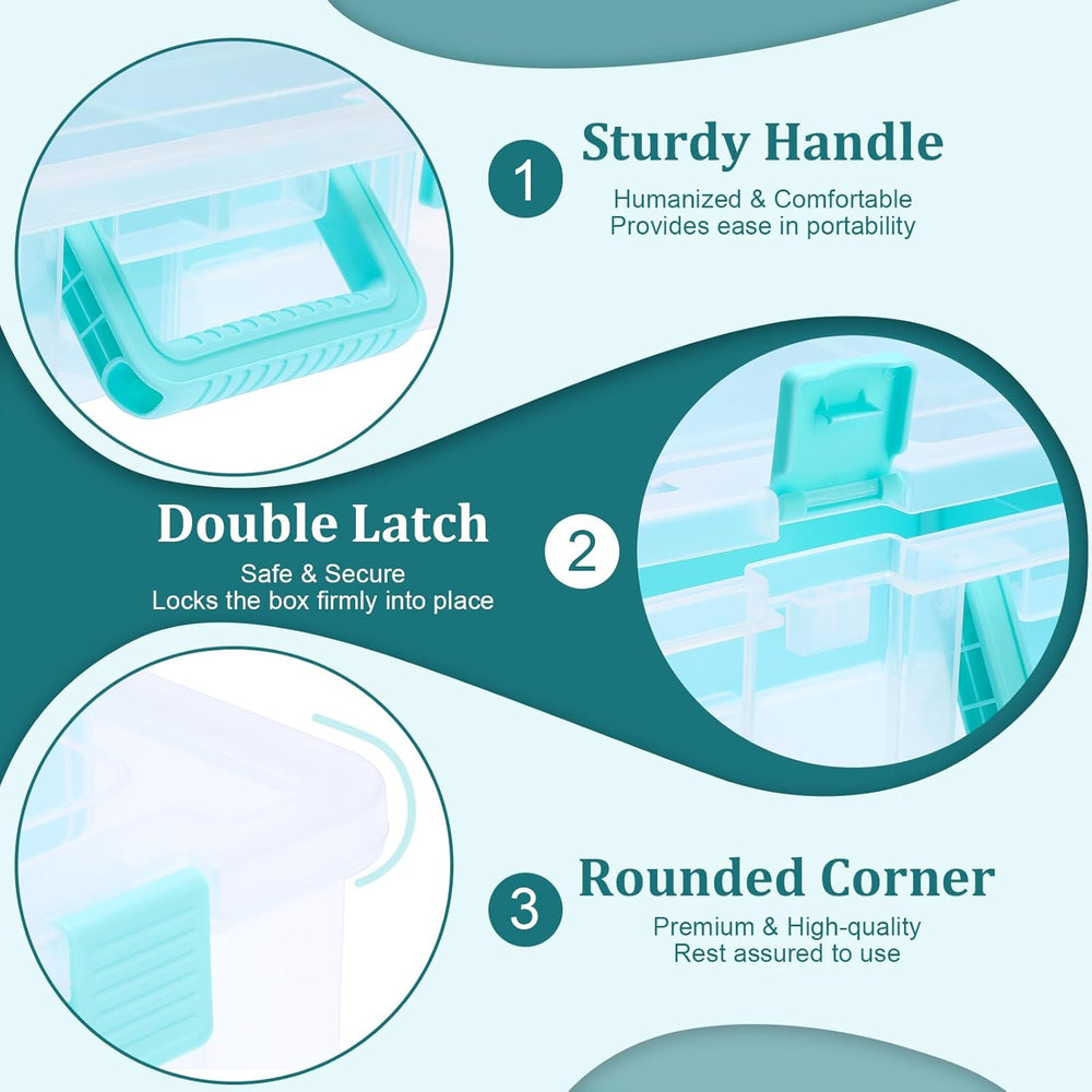 BTSKY Clear Plastic Dividing Storage Box with 8 Compartments Sewing Box