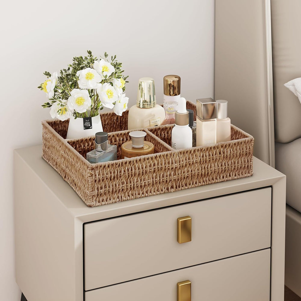 Vagusicc Wicker Divided Storage Basket, Wicker Baskets, Basket for Shelves Dr...