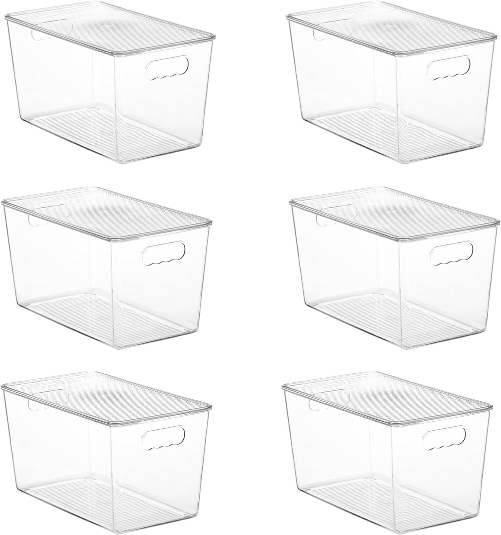 Vtopmart 6 Pack Clear Stackable Storage Bins with Lids and Handles, XLarge