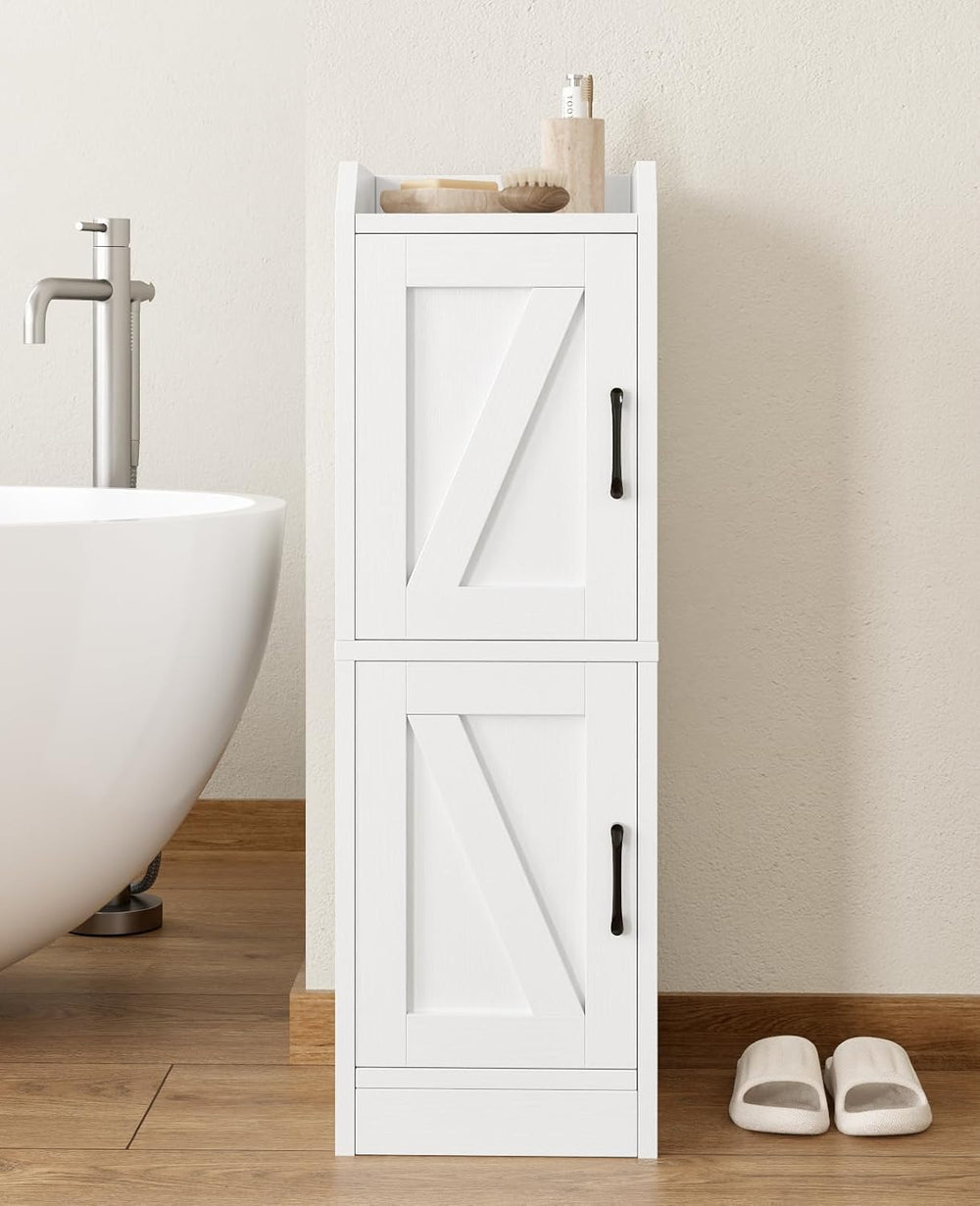 Narrow Bathroom Storage Cabinet with 2 Doors and Shelves, 9.8" W Small S...