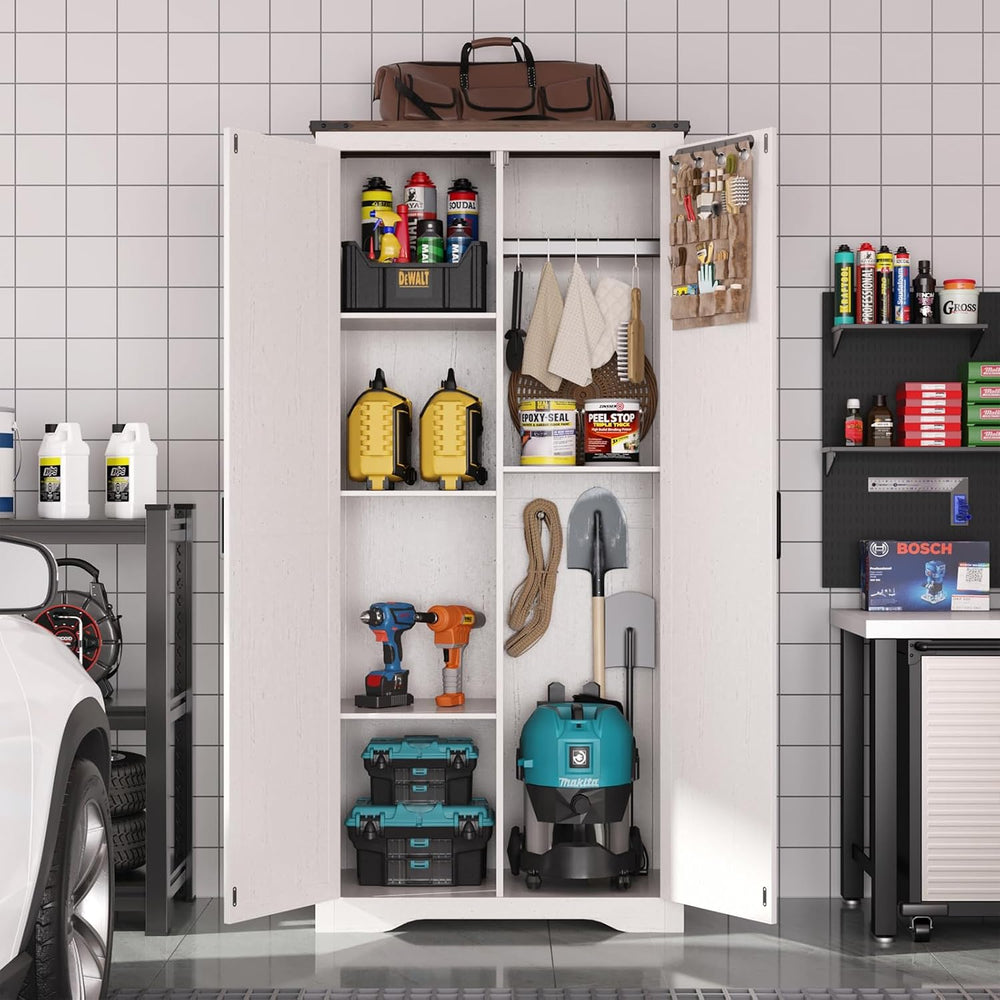 FiveWillowise 69" Tall Storage Cabinet with Adjustable Shelves, Farmhous...
