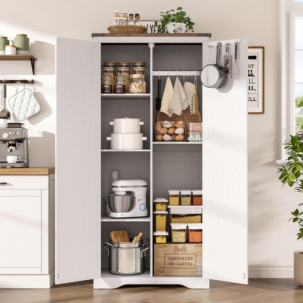 FiveWillowise 69" Tall Storage Cabinet with Adjustable Shelves, Farmhous...