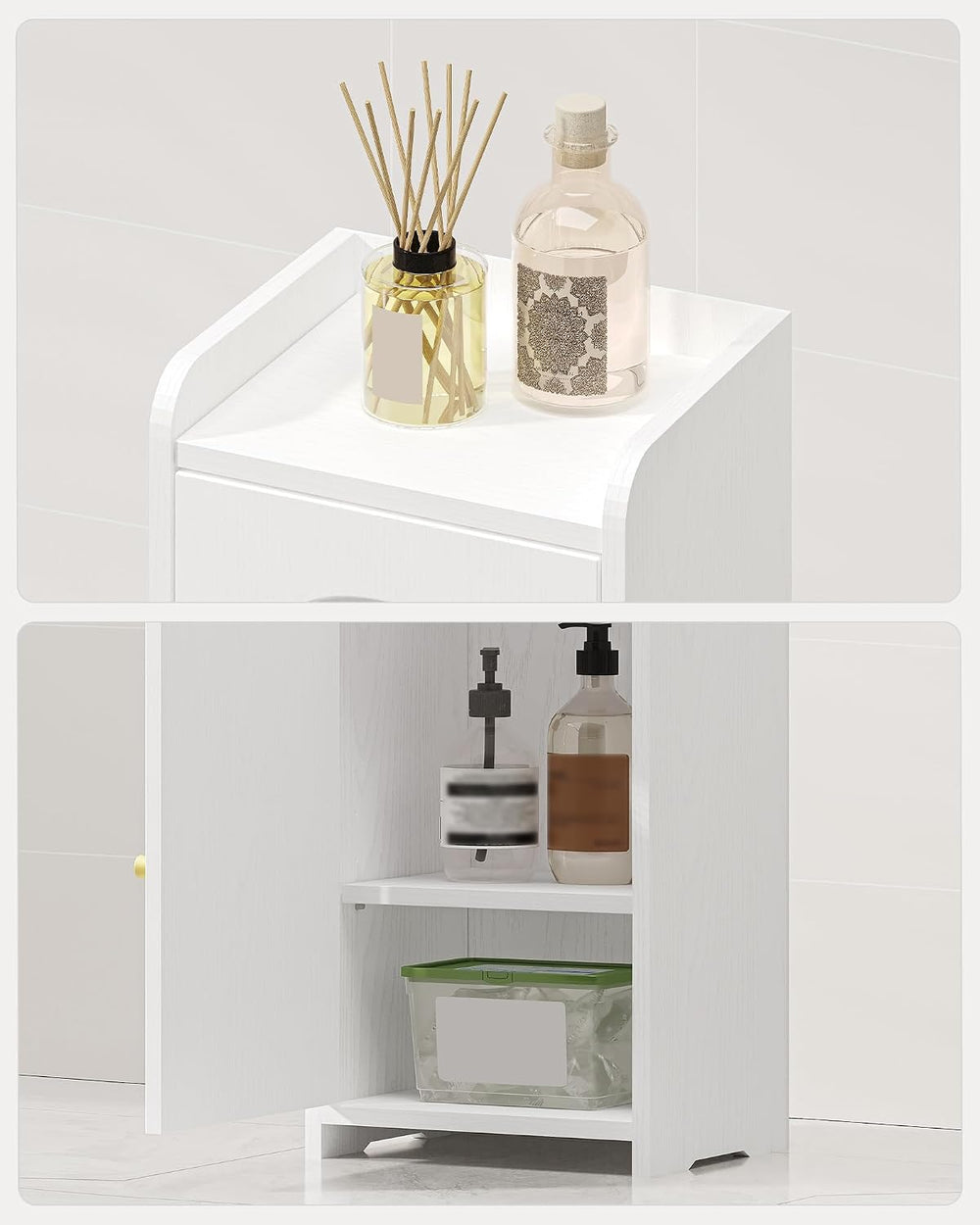 Hzuaneri Bathroom Storage Cabinet, Small Corner Floor Cabinet with 2 Doors