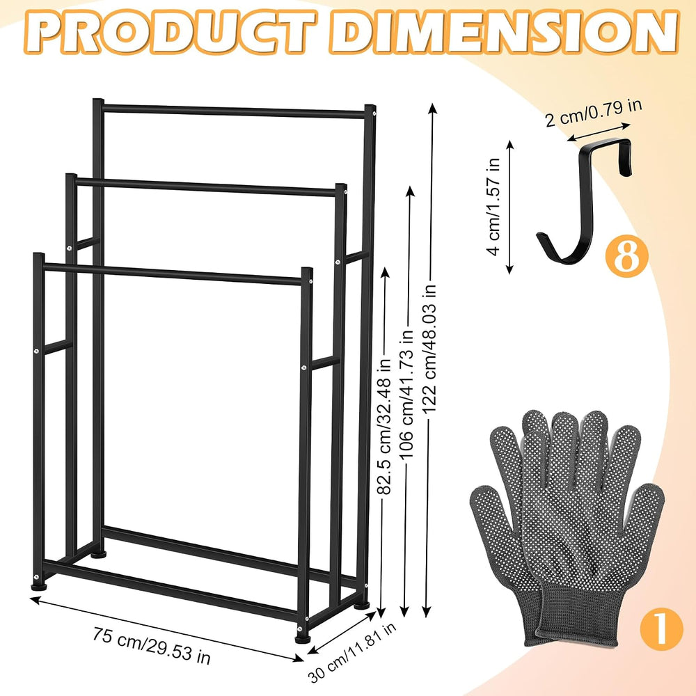 47.6 Inch Tall Free Standing Towel Racks 3 Tier Pool Towel Rack Outdoor Overs...