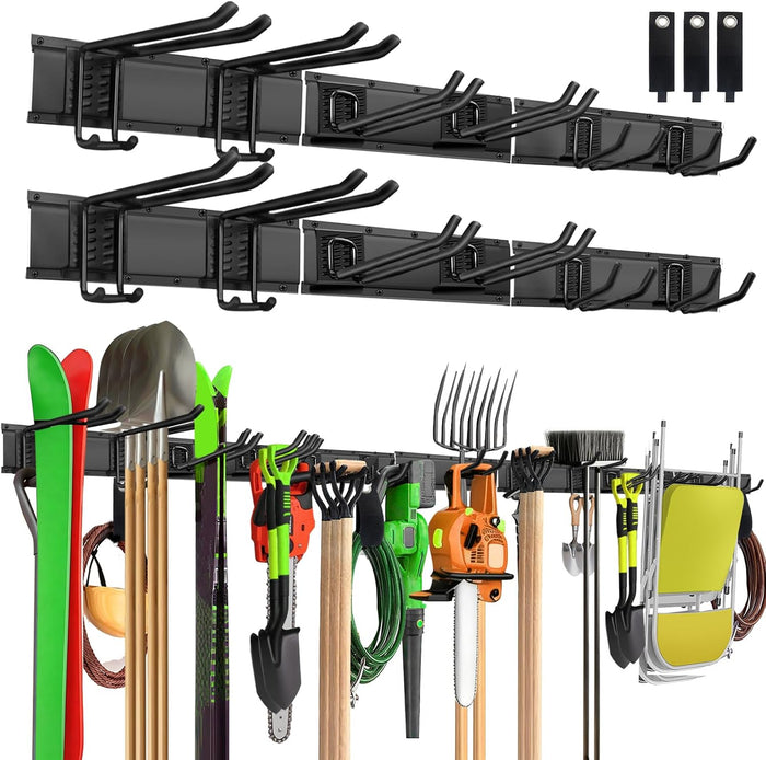 Garage Wall Organizer, 96 in Garden Tool Organizer with 12 Adjustable Hooks