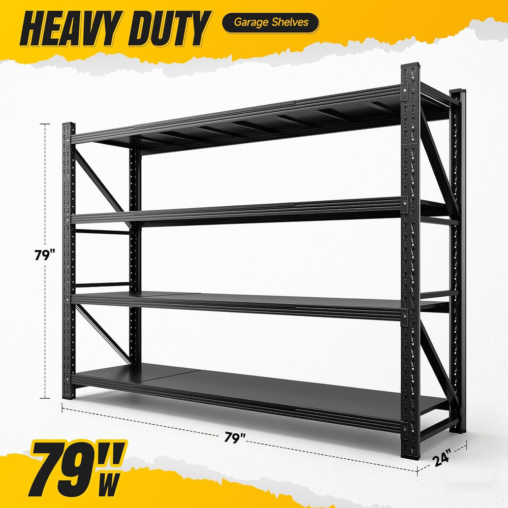 MIIIKO 79" W Garage Storage Shelving Unit,6000LBS Heavy Duty Metal Garag...