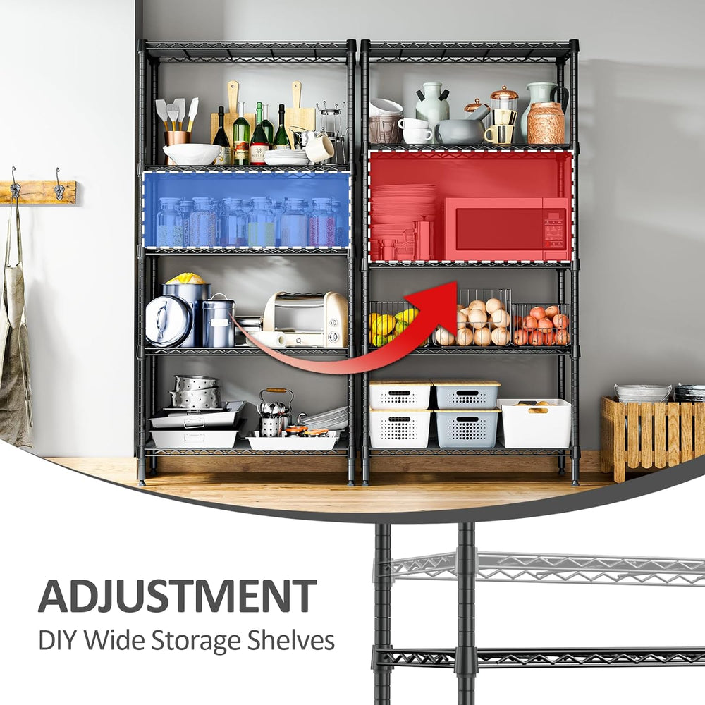 5-Tier Metal Shelving Unit, 24" Wide Wire Shelving for Pantry & Garage