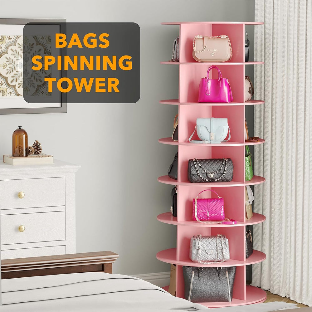 SpaceAid 7 Tier Rotating Shoe Rack Tower, Spinning Shoe Display Lazy Susan, R...
