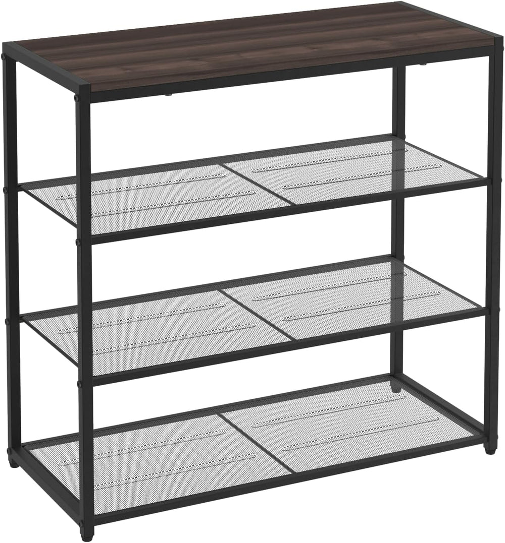 ClosetMaid 4-Tier Shoe Rack, Storage Organizer, with Wood Top Shelf, 3 Metal ...