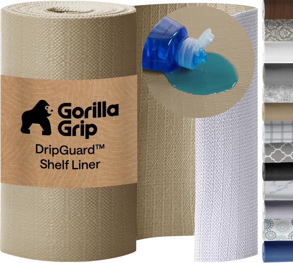 GORILLA GRIP Shelf Liner, Kitchen Drawer Protector, 12x240 Beige