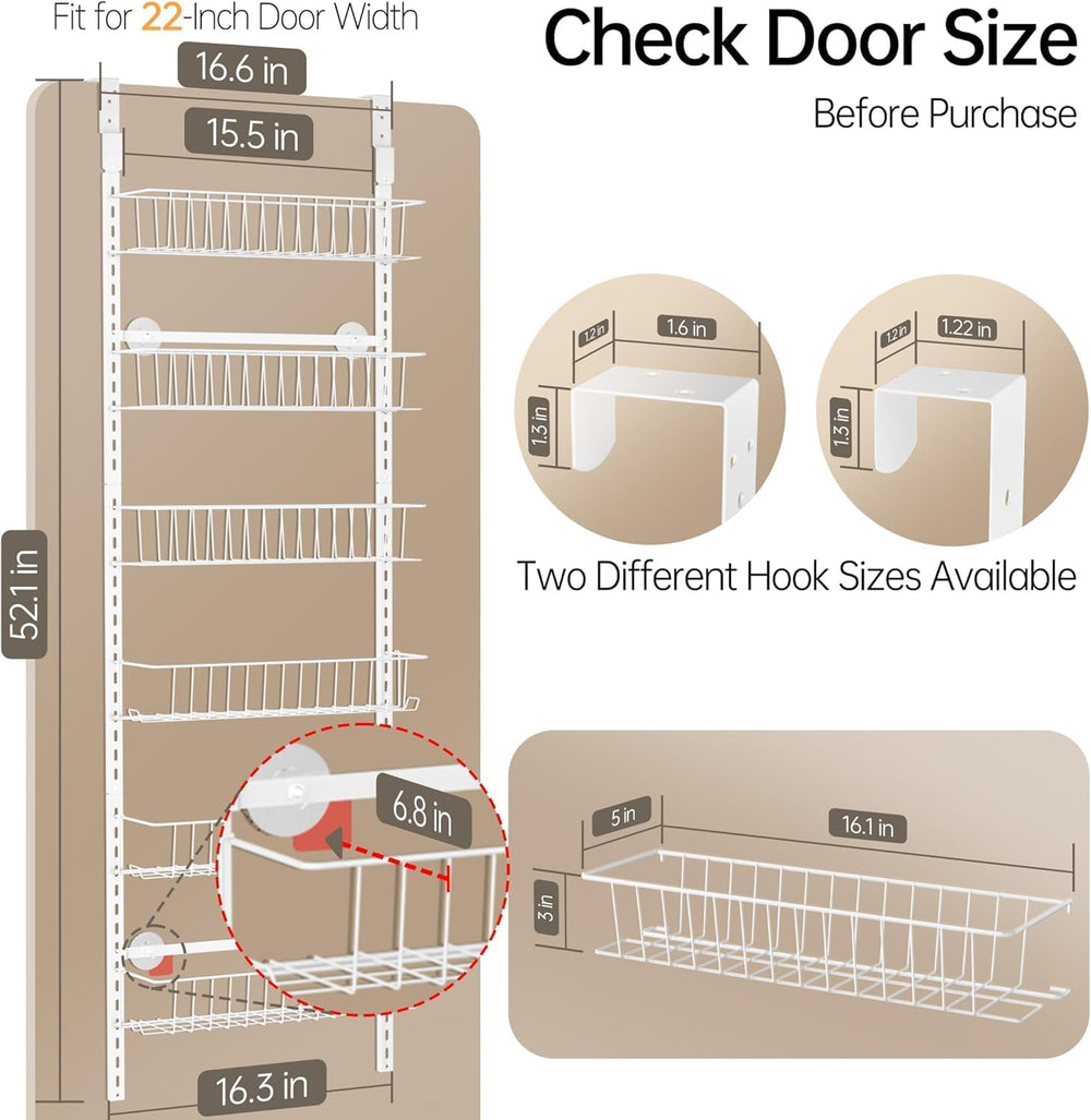 Delamu Adjustable Cabinet Door Organizer, 6-Tier Hanging Spice Rack Organizer...