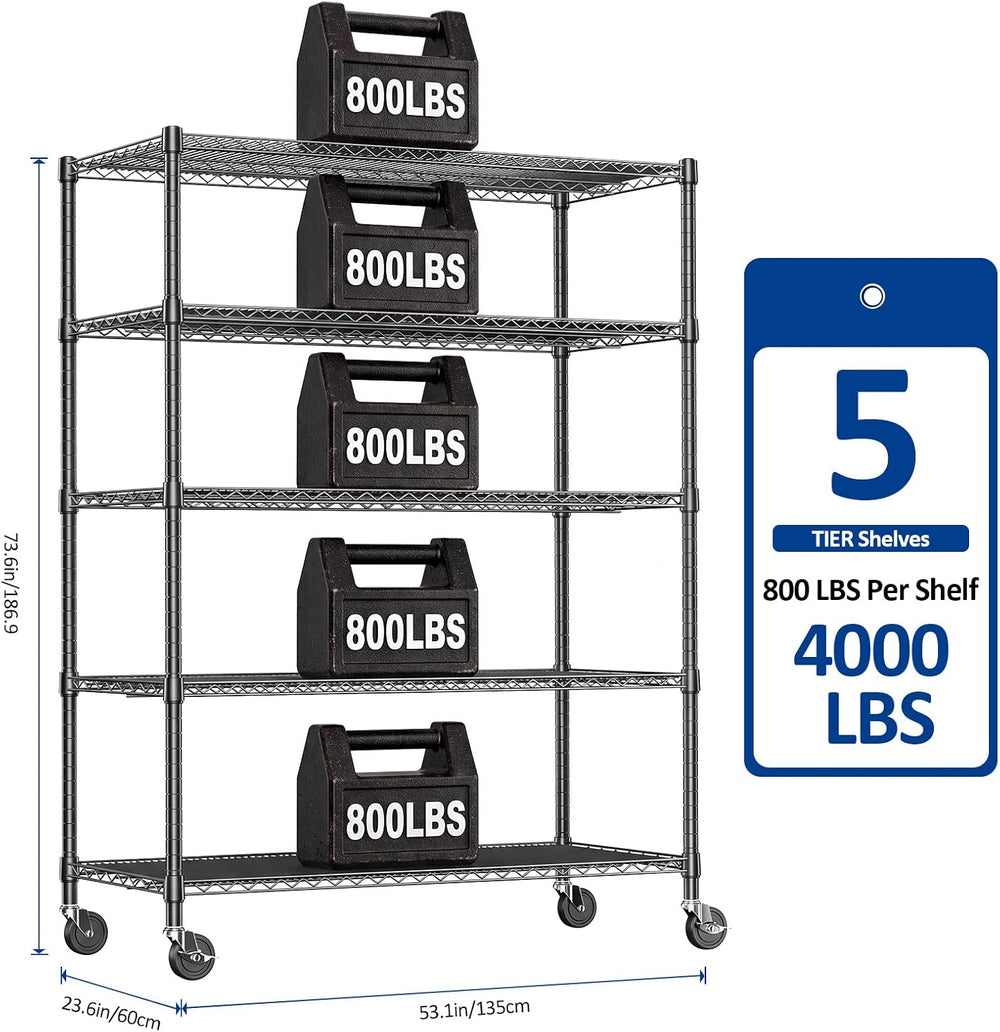 IZEUK Heavy Duty Metal Wire Garage Storage Shelves with 72 Inches Tall