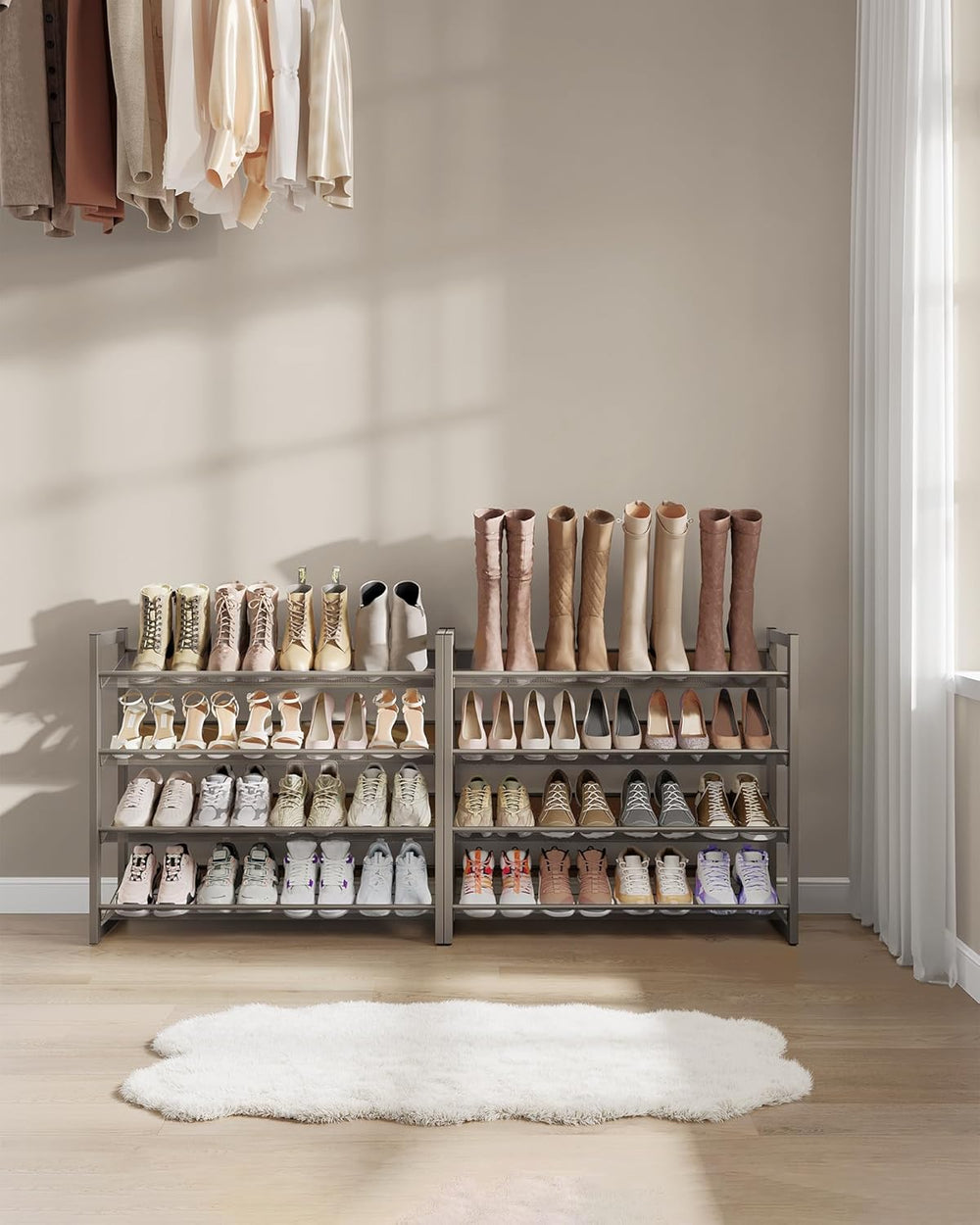 SONGMICS Metal Shoe Rack, 8-Tier Shoe Orgainzer, Holds 32-40 Pairs