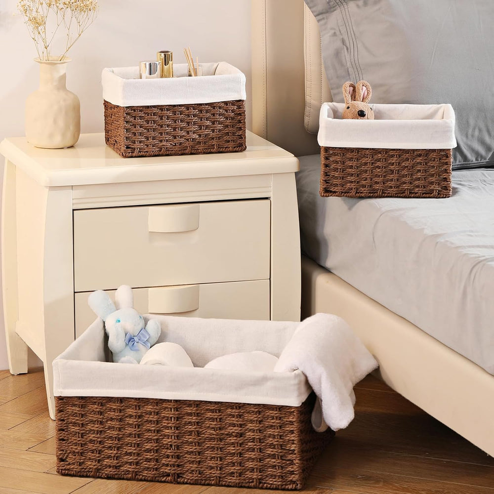 Vagusicc Wicker Basket, Set of 3 Hand-woven Storage Baskets for Organizing, D...