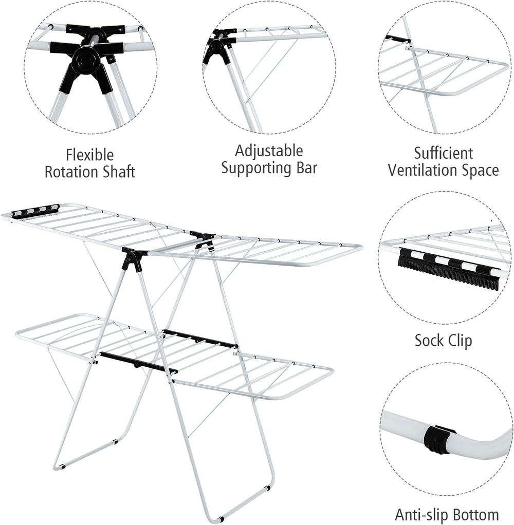 Tangkula Foldable Clothes Drying Rack, 2-Level Folding Drying Rack for Indoor...