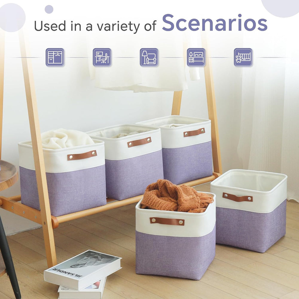 FinishingBo 11 inch Cube Storage Bin 6 Pack, Cube Organizer Bins