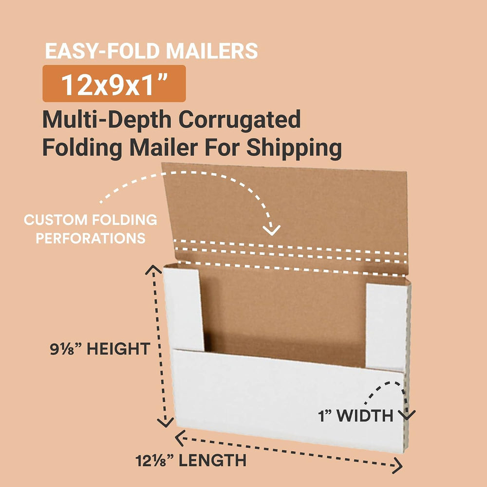 BOX USA Shipping Boxes Flat 12.125"L x 9.125"W x 1"H 50-Pack -...