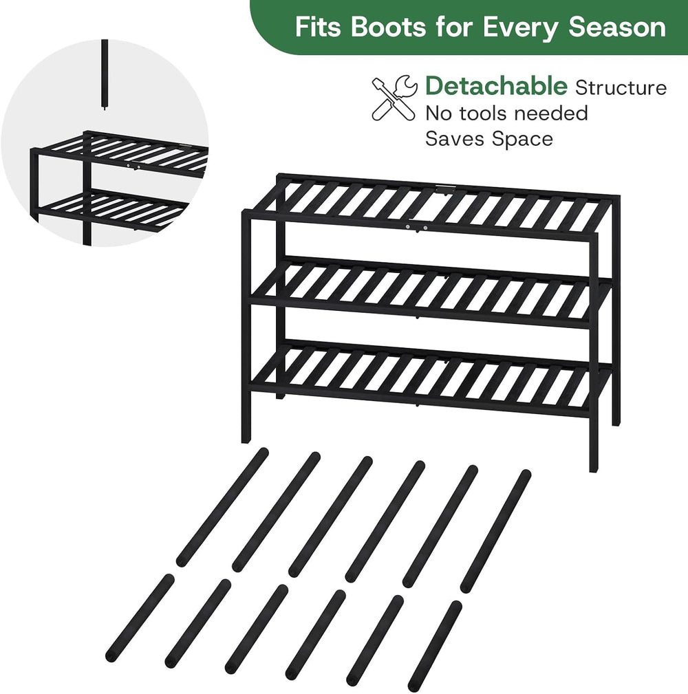 kiplant Tall Boot Rack Organizer - Bamboo Wood Boot Rack Shoe Rack for Entryw...