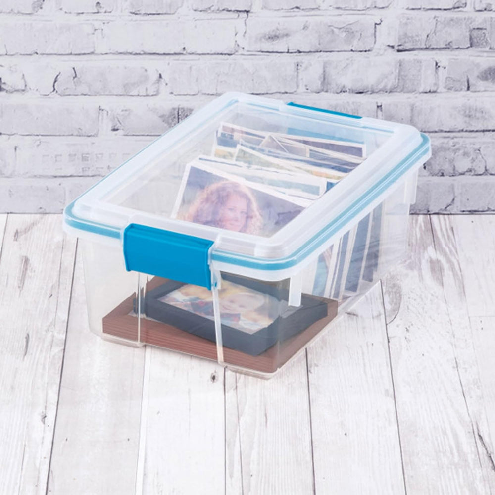 Sterilite 12 Qt Gasket Box, Weather-Resistant Clear Storage Bin, 6 Pack