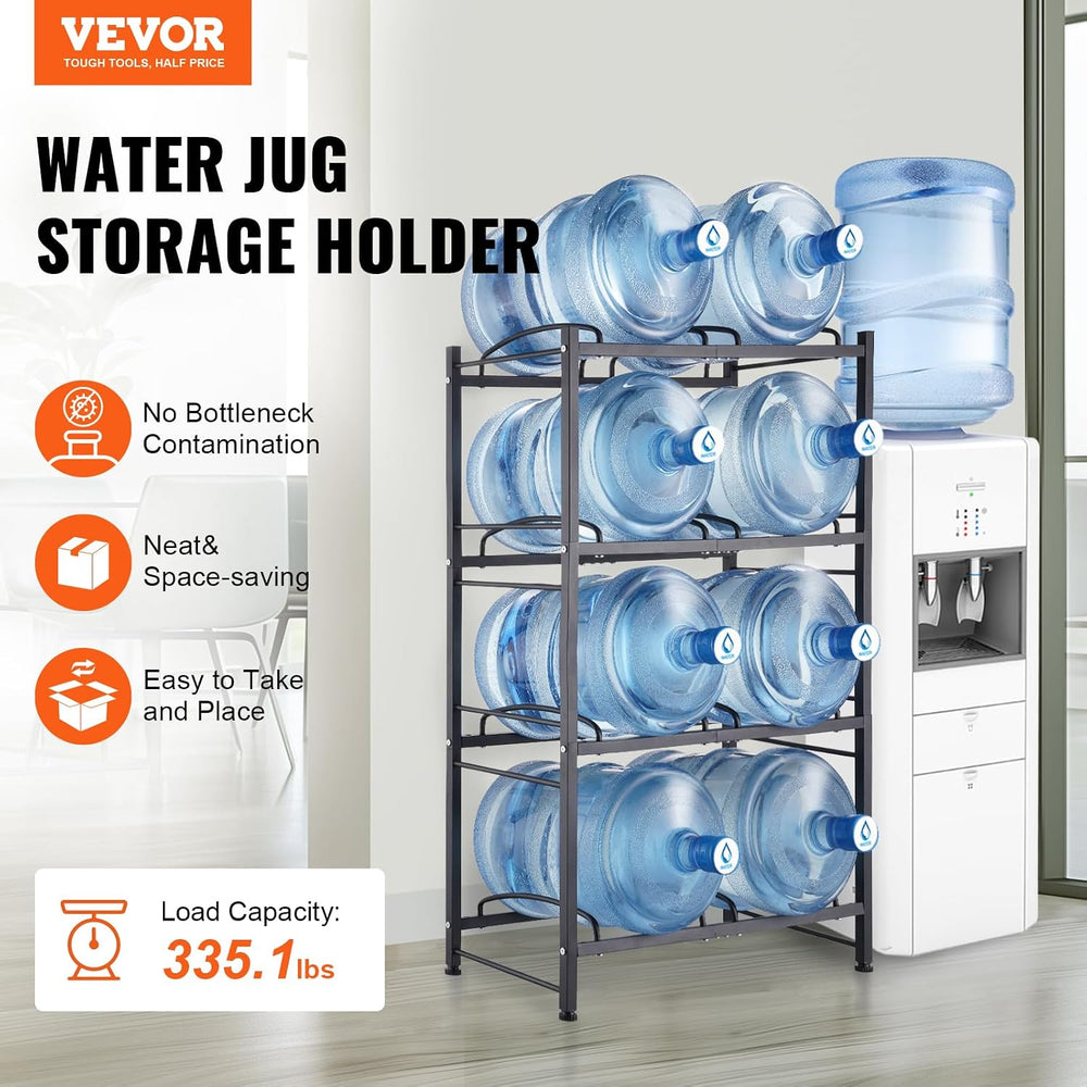 VEVOR 5 Gallon Water Jug Holder, 4 Tiers Double Row Heavy Duty Water Bottle R...