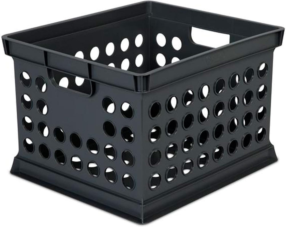 Sterilite Storage Crate Bin File Organizer for Home & Office, Black, 6-Pack