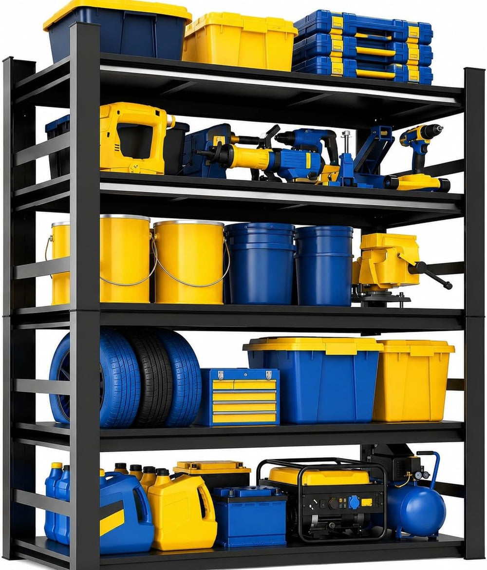 Heavy Duty Garage Shelving, 5 Tier Storage Shelves, 2500 LBS Adjustable Indus...