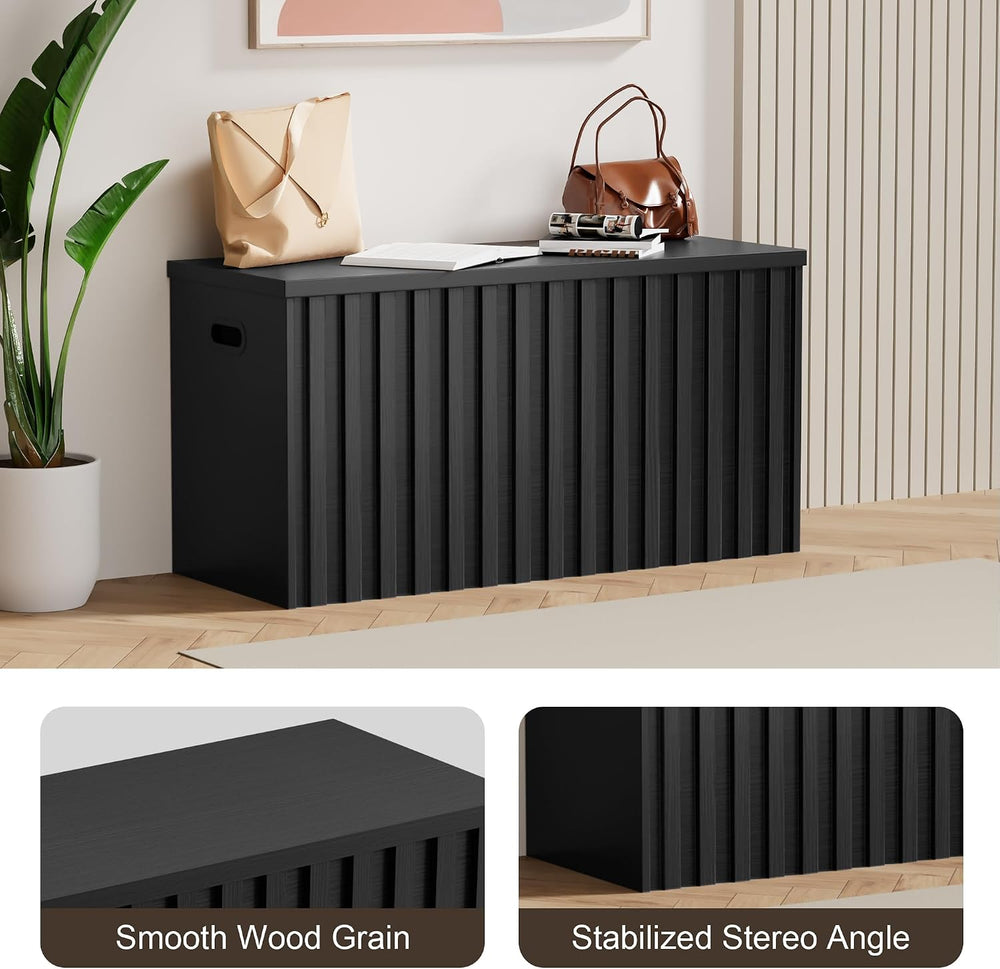 UEV Storage Bench,39.4" Wood Box, Storage Trunk with 2 Safety Hinges, Ot...