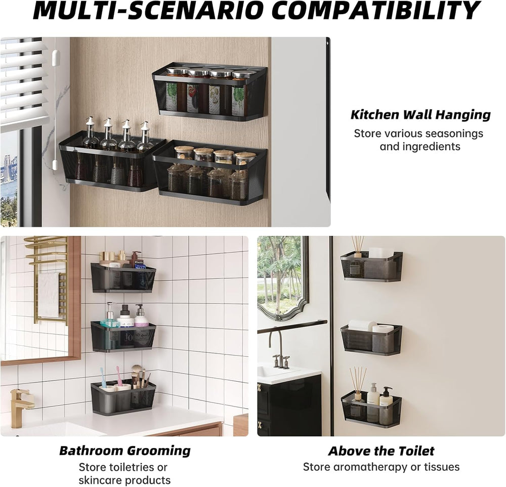 3 Pack Hanging Wall Storage Baskets, Heavy Duty Metal Wire Baskets