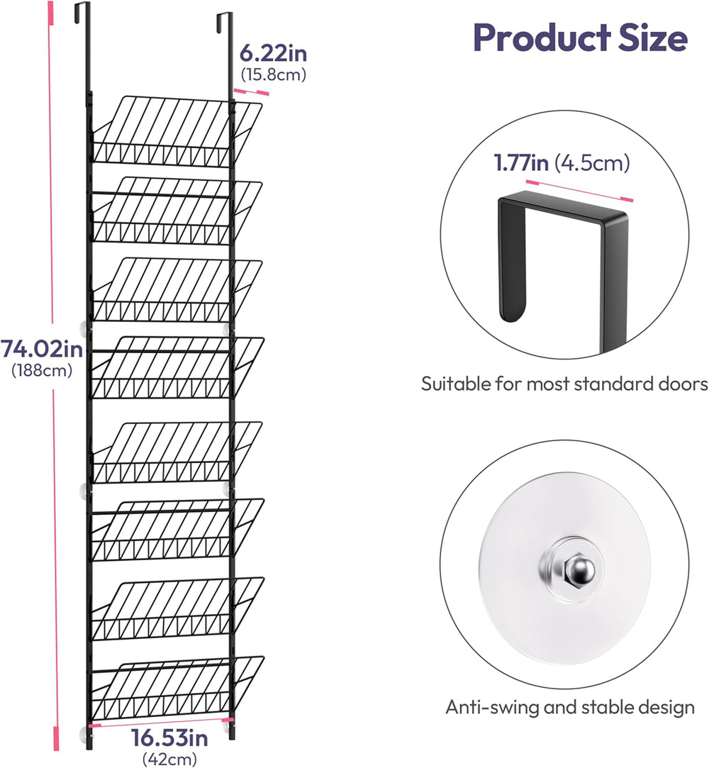 SWTYMIKI Over the Door Shoe Organizer - Adjustable 8 Tier Hanging Shoe Rack O...